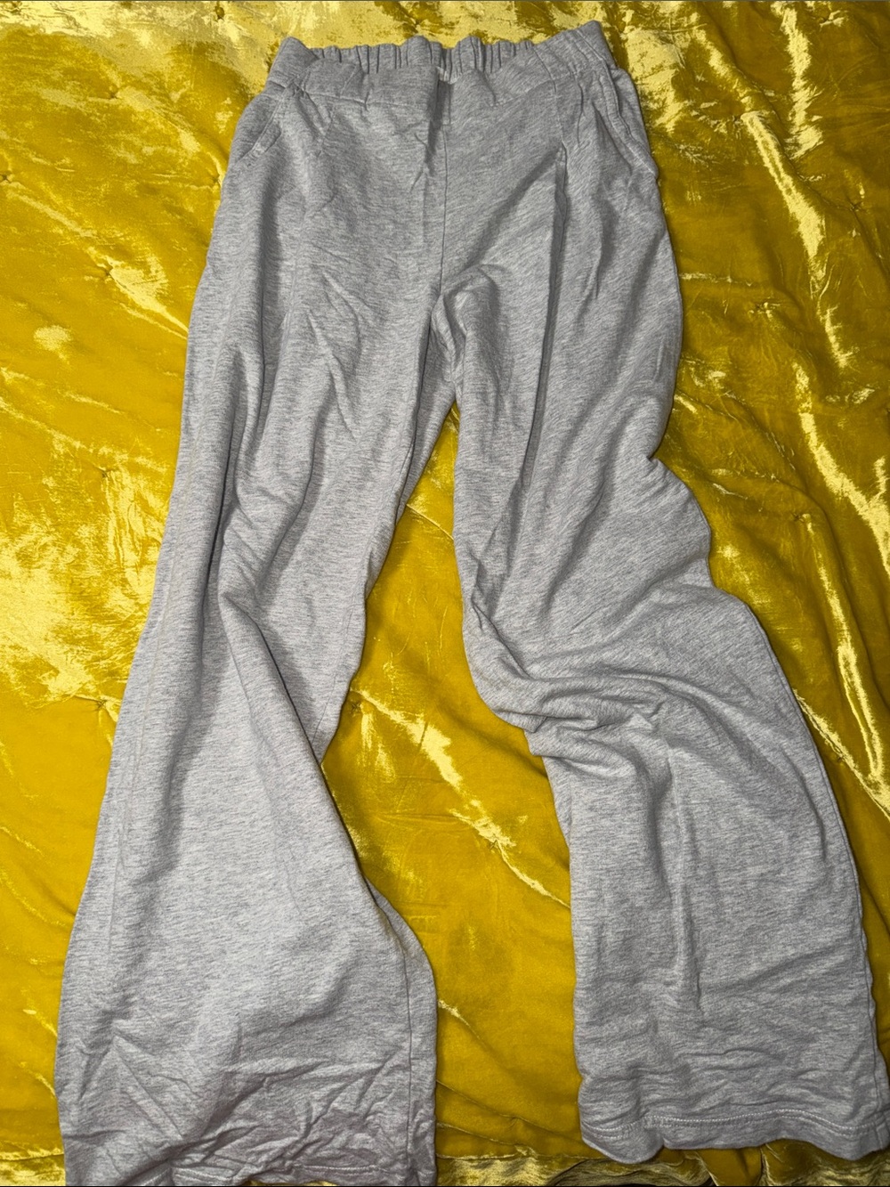 aerie Gray Wide-Leg pleated Sweatpants